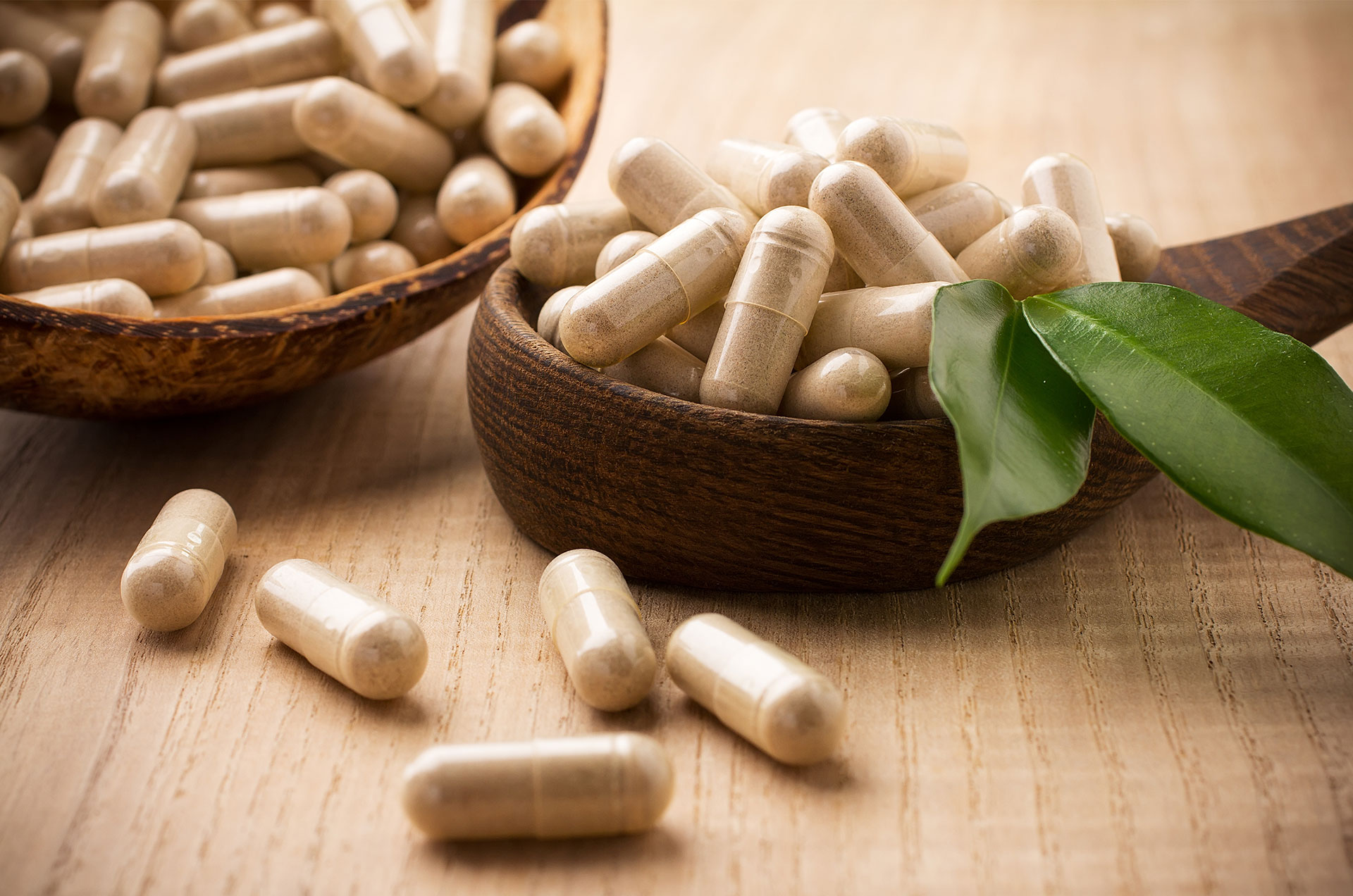 Supplements arranged on a table, promoting our online supplement shop.