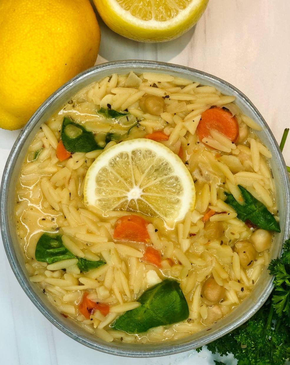 Lemon Chickpea Orzo Soup Recipe