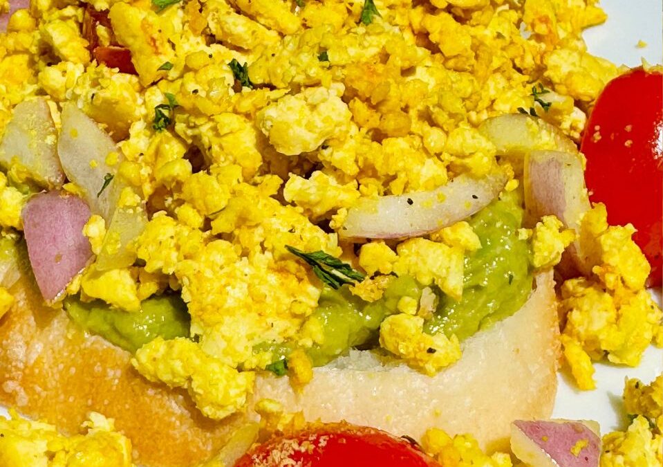 Healthy Tofu Scramble on Spicy Avocado Toast